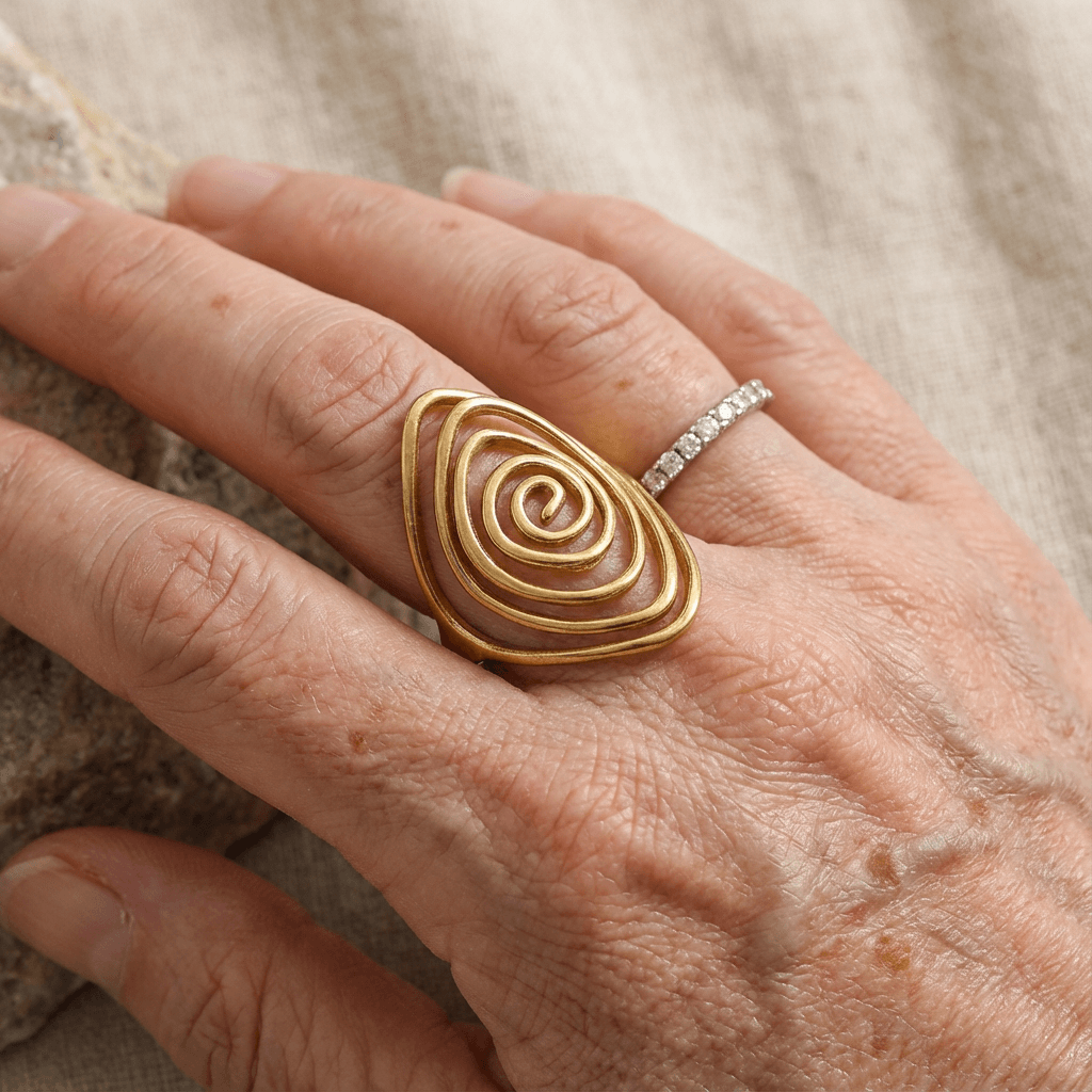 Vortex Sculptural Spiral Gold Statement Ring – Grace Parker Jewelry