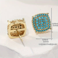 Elegant Square Synthetic Turquoise Stud Earrings