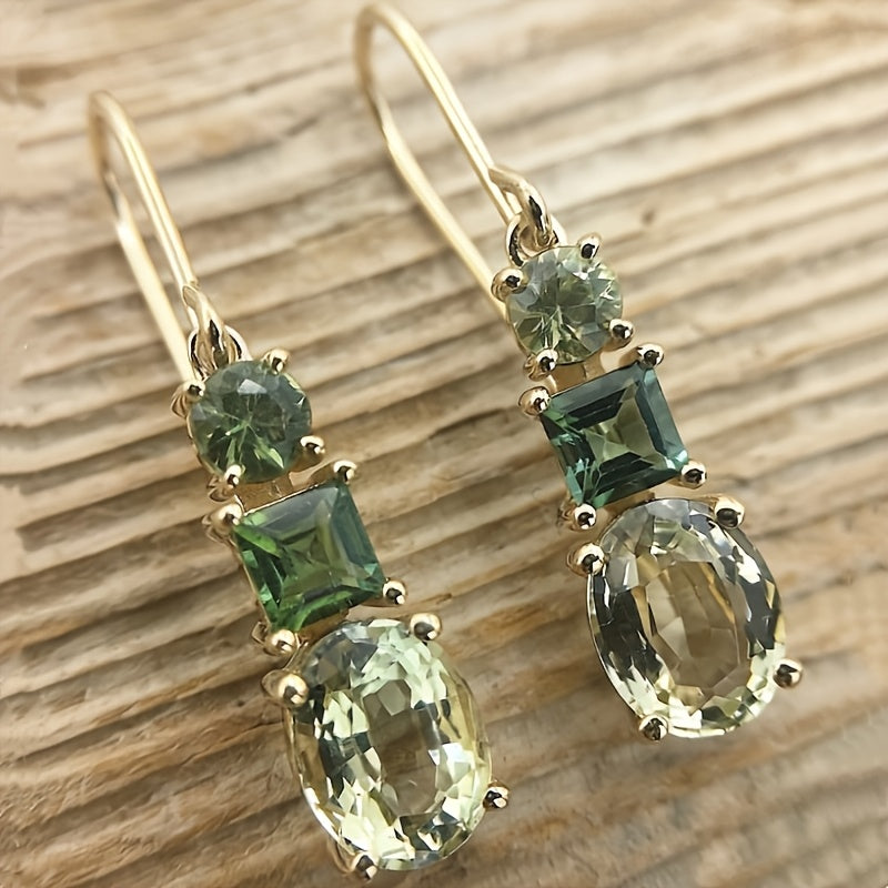 Jewelry - Nl/Een Paar High End Olijfgroene Onregelmatige Geometrische Oorsieraden Elegant En Geschikt Voor Damesfeestjes Vakanties Of Dagelijkse Cadeaus