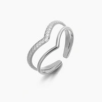 Double-Layer Gold V-Shaped Adjustable Statement Ring