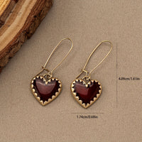 Vintage Bohemian Resin Red Drip Heart Earrings