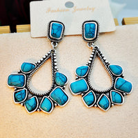 Vintage Silver Plated Turquoise Drop Earrings