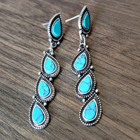 Vintage Style Turquoise Leaf Drop Earrings