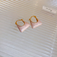 Elegant Retro Style Handbag Design Enamel Hoop Earrings