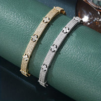 Elegant Floral Design Zirconia Inlaid Gold Plated Bracelet