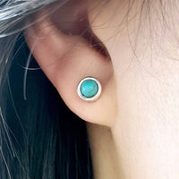 Vintage Turquoise Sunburst Stud Hoop Earring