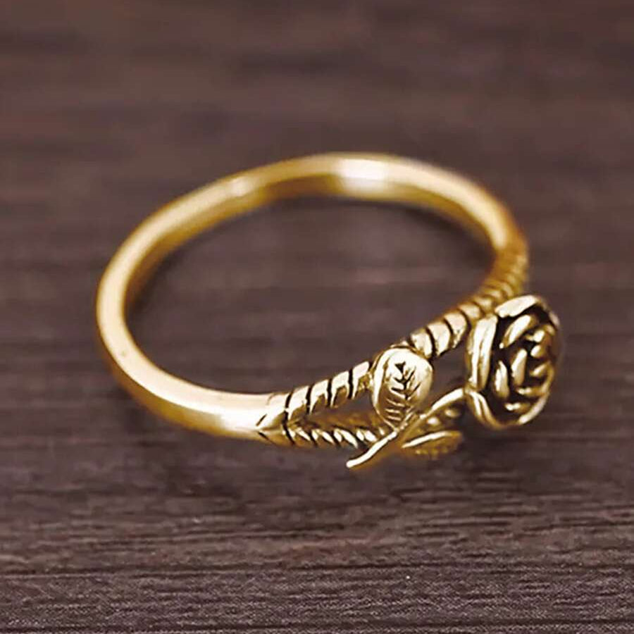 Elegant Retro Style Rose Flower Ring