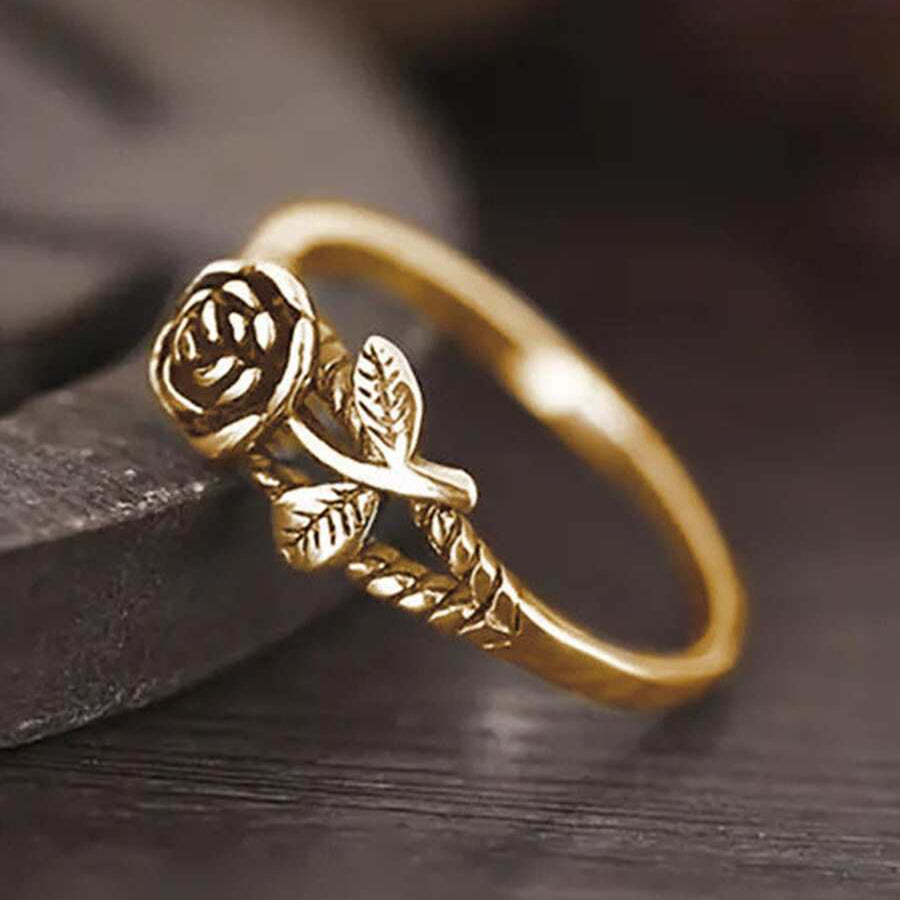 Elegant Retro Style Rose Flower Ring