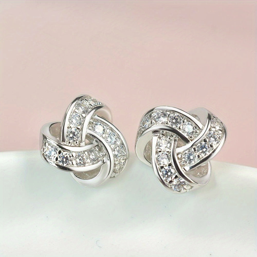 Stud Earrings In A Love Knot Cross Design Anniversary Celebrations And Daily Wear