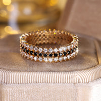 Elegant Full Circle Three Rows Zirconium Gold Plated Ring