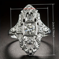 Vintage Diamond Inspired Silver Plated Ring