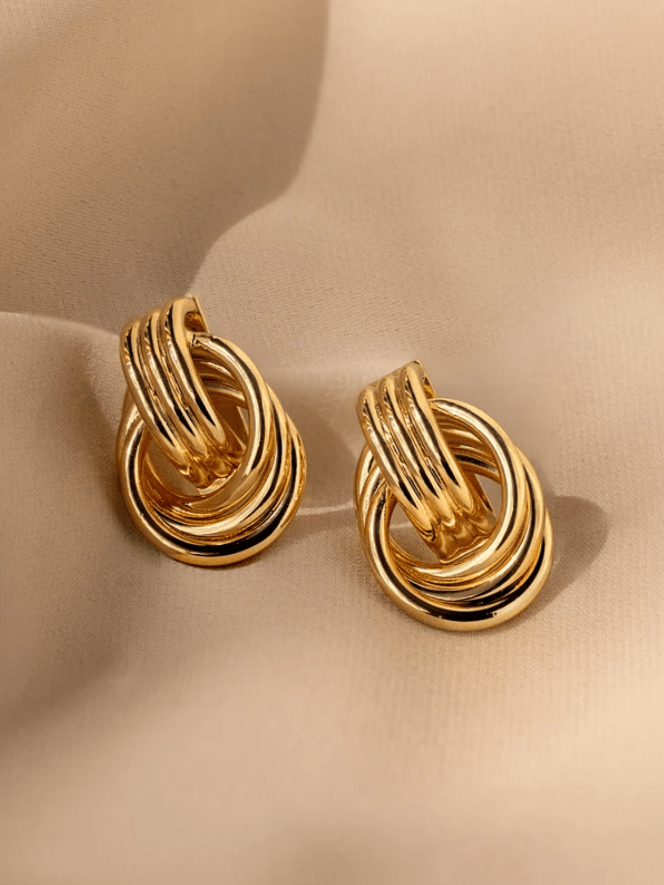 1 Pair Vintage Boho Style Alloy Double Hoop Knotted Stud Earrings For Women Fashion Statement Dangle Earrings Ideal For Daily Wear Gift Thanks Day
