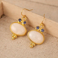 Elegant Retro Gold Plated Oval Dangle Earrings