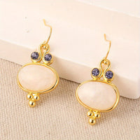 Elegant Retro Gold Plated Oval Dangle Earrings