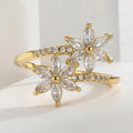 Gold Inlaid White Zirconia Stones
