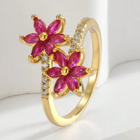 Elegant Vintage Design Cubic Zirconia Ruby Flower Wrap Ring Ring