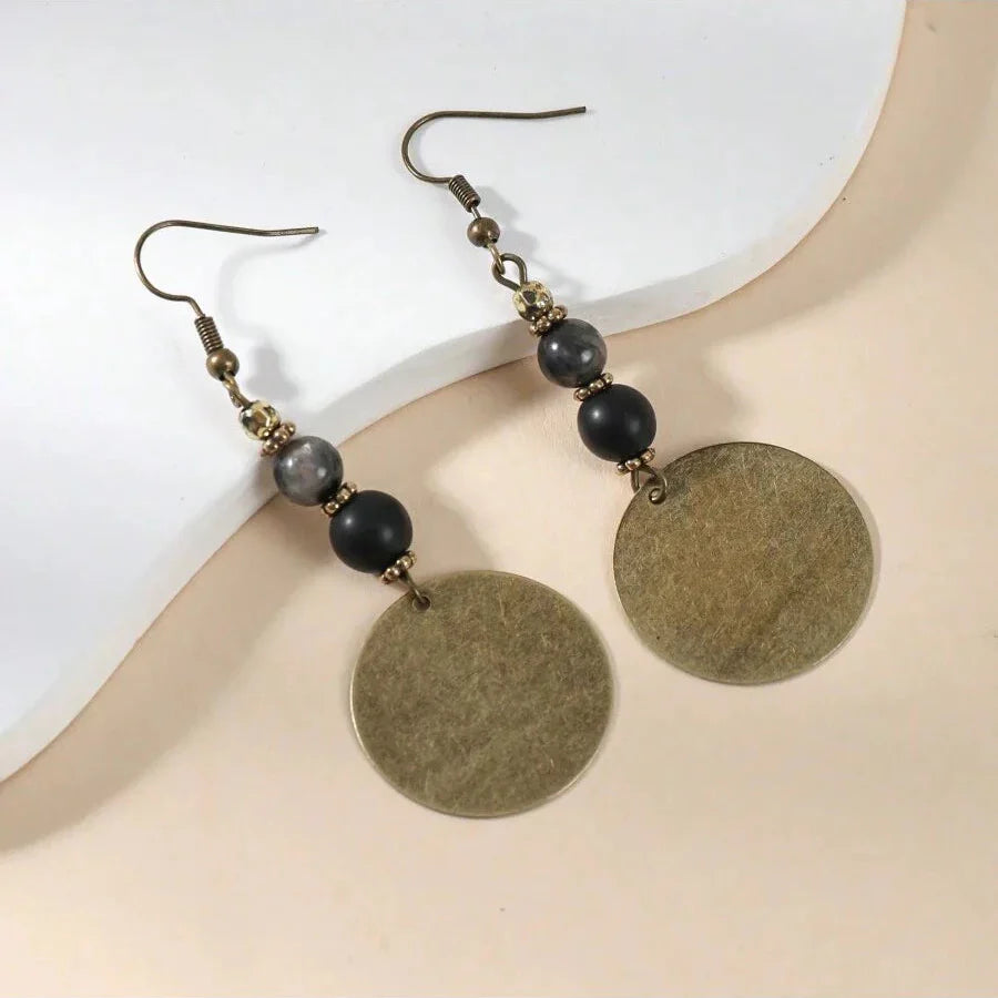 Bohemian Antique Bronze Beaded Dangle Drop Earrings