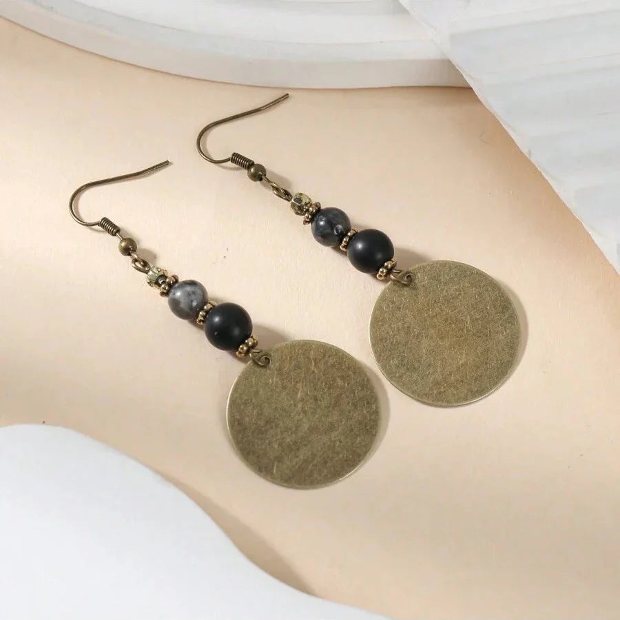 Bohemian Antique Bronze Beaded Dangle Drop Earrings