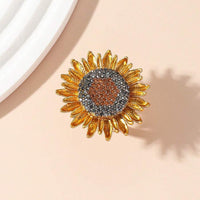 Vintage Style Cubic Zirconia Embellished Sunflower Ring