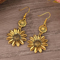 Vintage Bohemian Sunflower Pendant Earrings