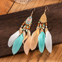 Bohemian Exaggerated Retro Style Feather Earrings