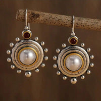 Vintage Geometric Baroque Style Silver Plated Earrings