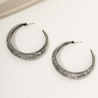 Vintage Bohemian Carved Geometric Hoop Earrings
