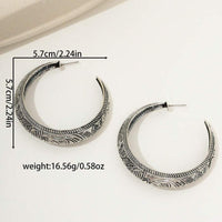 Vintage Bohemian Carved Geometric Hoop Earrings