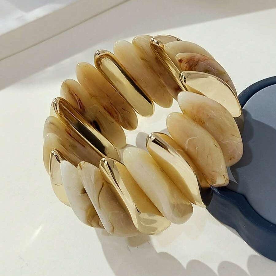 Bohemian Retro Geometric Thick Acrylic Beaded Bracelet