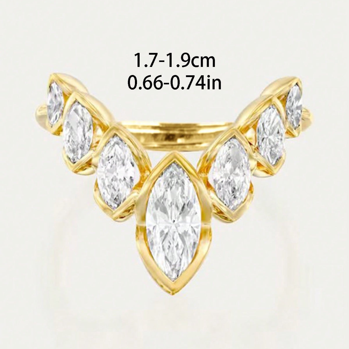 Geometric V-Shaped Gold Plated Zirconia Stone Flower Petal Ring