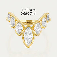 Geometric V-Shaped Gold Plated Zirconia Stone Flower Petal Ring