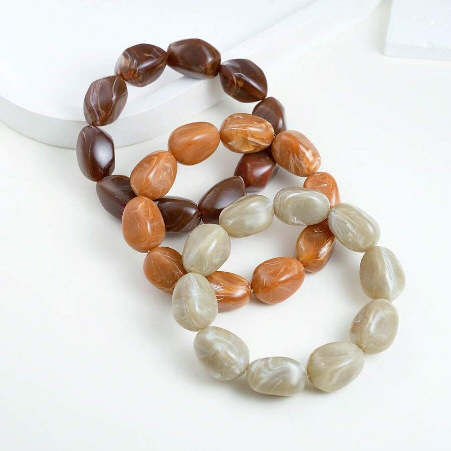 Bohemian Retro Geometric Thick Acrylic Beaded Bracelet