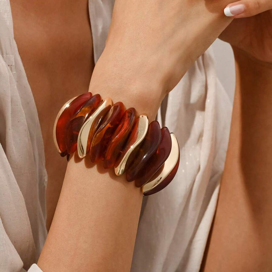 Bohemian Retro Geometric Thick Acrylic Beaded Bracelet