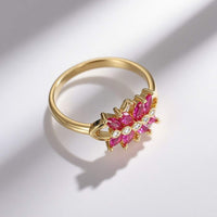 Elegant Vintage Design Cubic Zirconia Ruby Flower Wrap Ring Ring
