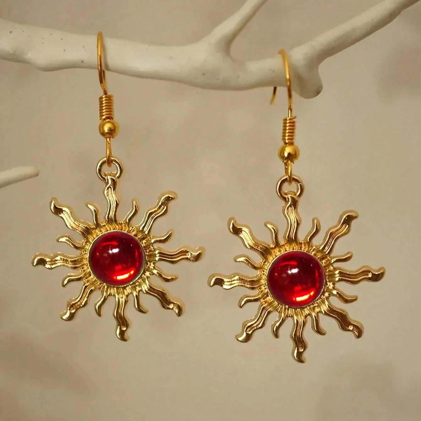 Bohemian Style Baroque Sunflower Acrylic Gold Plated Dangle Earring