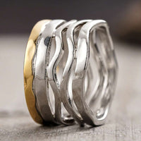Retro Handcrafted Mixed Metal Multi Strand Wide Band