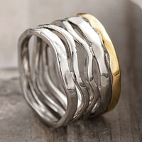 Retro Handcrafted Mixed Metal Multi Strand Wide Band