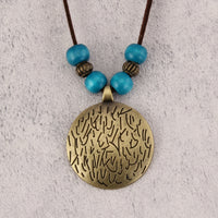 Vintage Twelve Constellations Wooden Beaded Pendant Necklace
