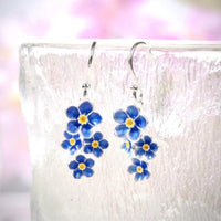 Vintage Bohemian Blue Enamel Dangle Earrings