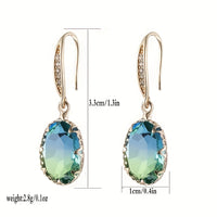 Elegant Vintage Inspired Oval Green Crystal Drop Earrings