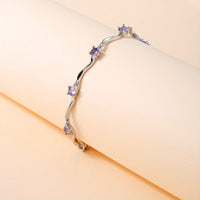 Elegant Wavy Purple Synthetic Zirconia Bracelet