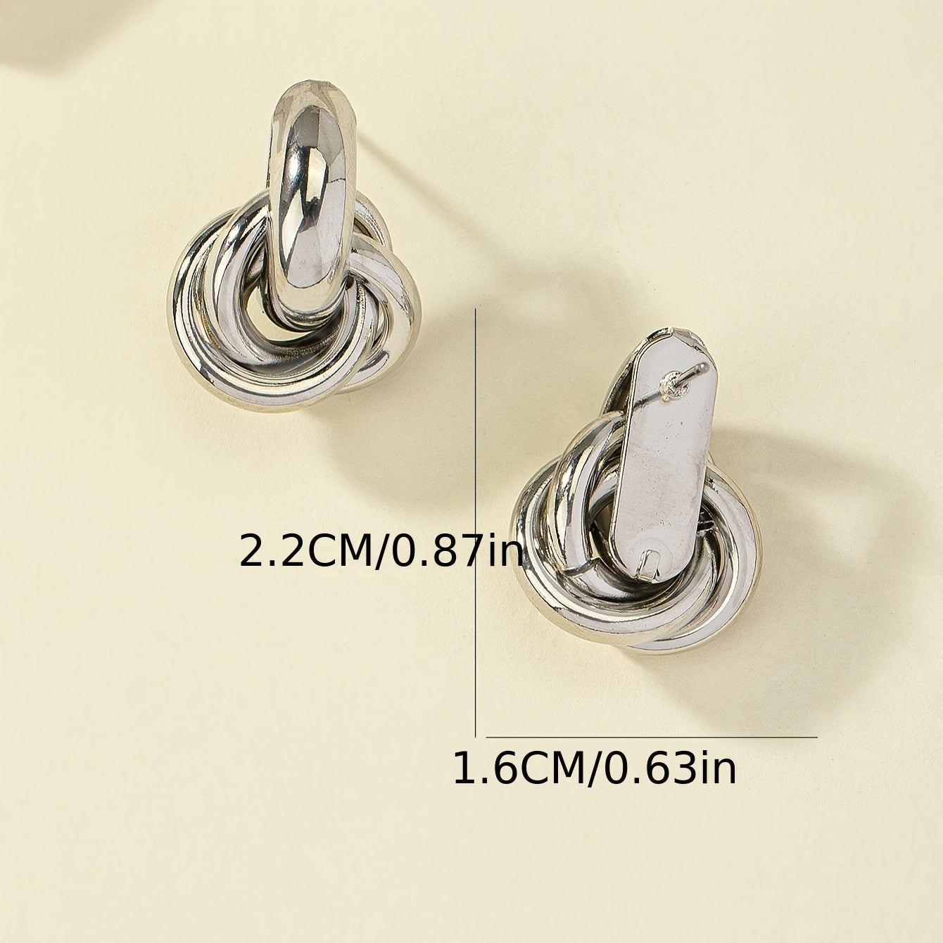Elegant Silver Plated Geometric Interlocking Hoop Earrings