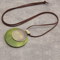 Bohemian Retro Style Spiral Medallion Pendant Long Necklace