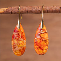 Bohemian Orange Natural Stone Drop Earrings