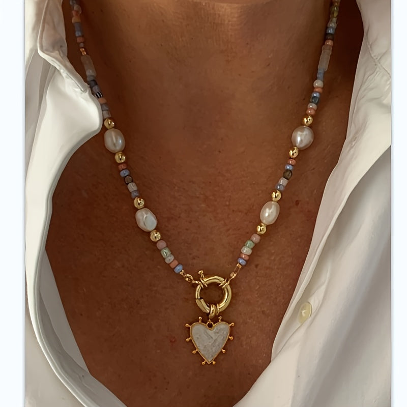 Bohemian Handcrafted Colorful Heart Necklace