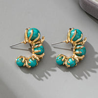 Vintage Turquoise Beaded Flower Design Earrings