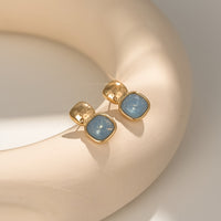 Vintage Gold-Tone Geometric Square Earrings