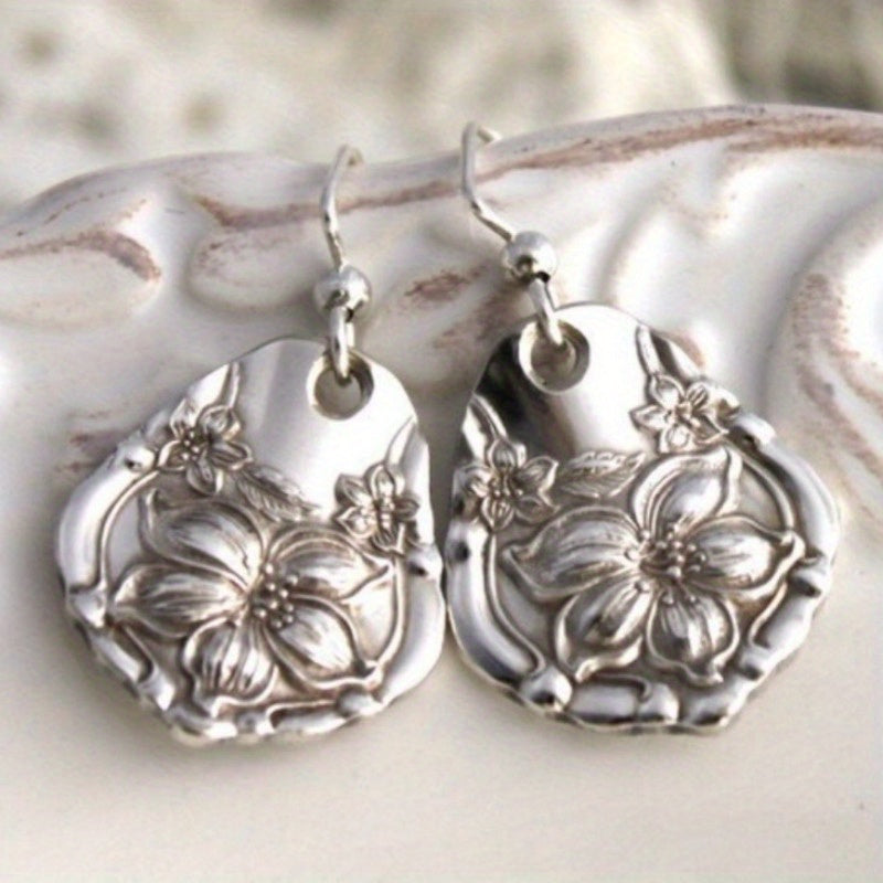 Antique Silvery Spoon Dangle Earrings