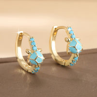 Vintage Turtle Earrings with Synthetic Turquoise