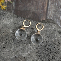 Minimalist Round Glass Pendant Dangle Earrings